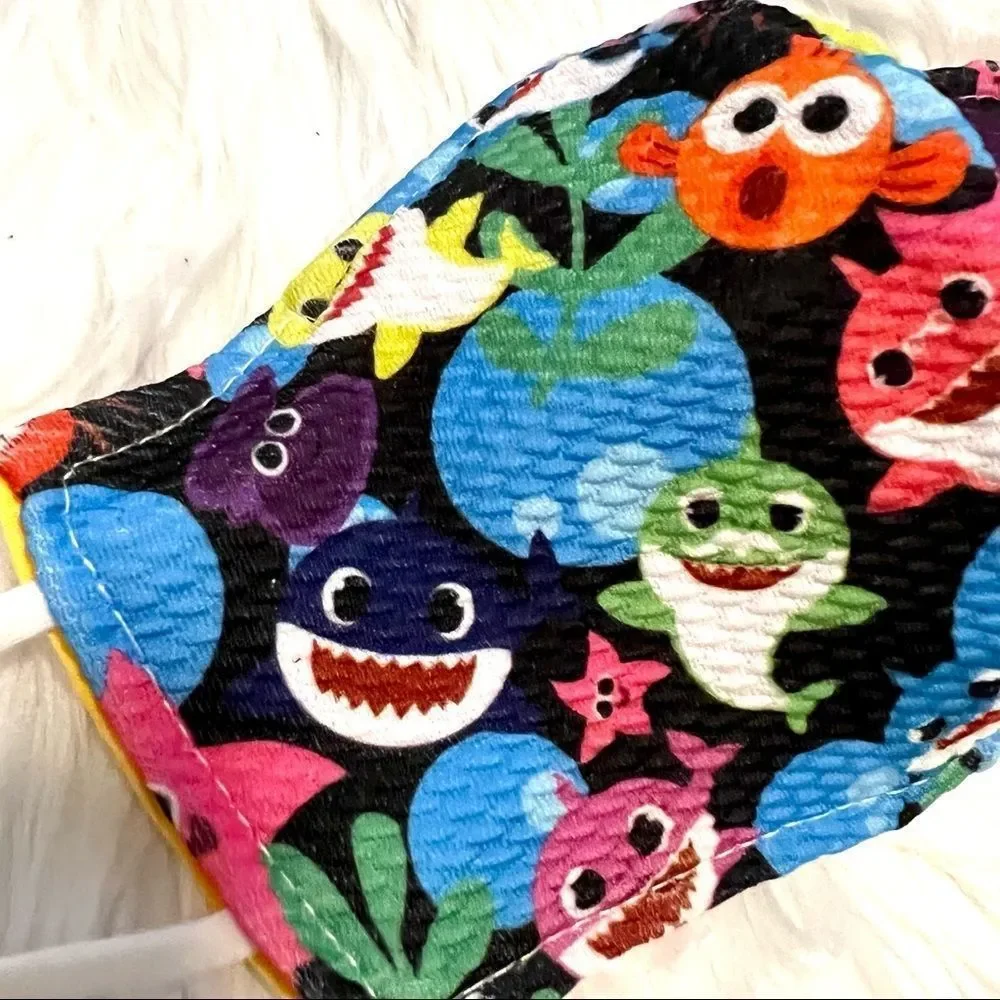 Baby shark face mask, Trendy cartoon character mask for toddlers and kids